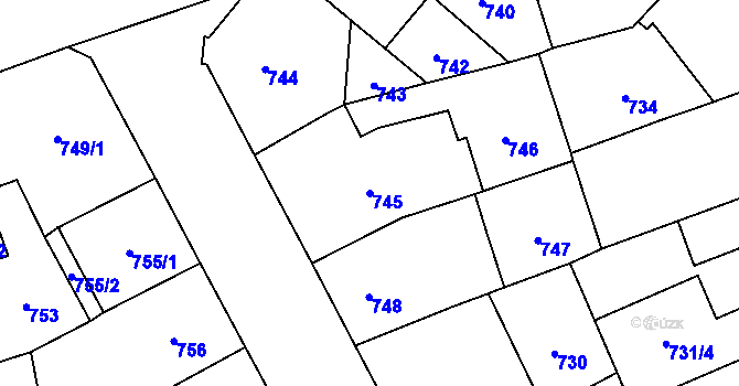 Parcela st. 745 v KÚ Vinohrady, Katastrální mapa
