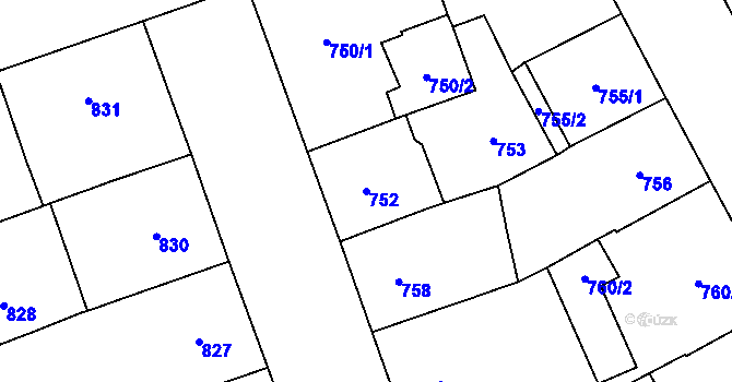Parcela st. 752 v KÚ Vinohrady, Katastrální mapa