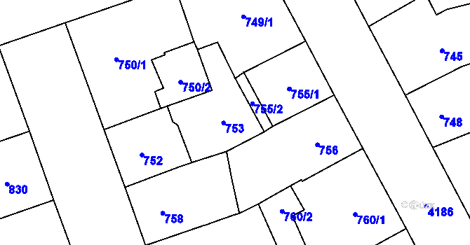 Parcela st. 754 v KÚ Vinohrady, Katastrální mapa