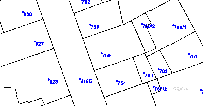 Parcela st. 759 v KÚ Vinohrady, Katastrální mapa