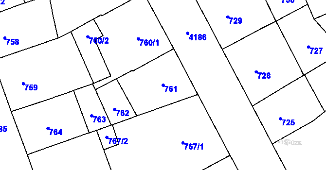 Parcela st. 761 v KÚ Vinohrady, Katastrální mapa