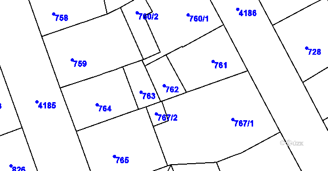 Parcela st. 762 v KÚ Vinohrady, Katastrální mapa