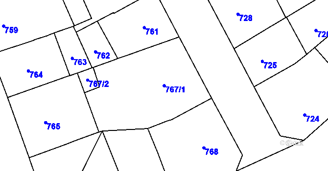 Parcela st. 767/1 v KÚ Vinohrady, Katastrální mapa
