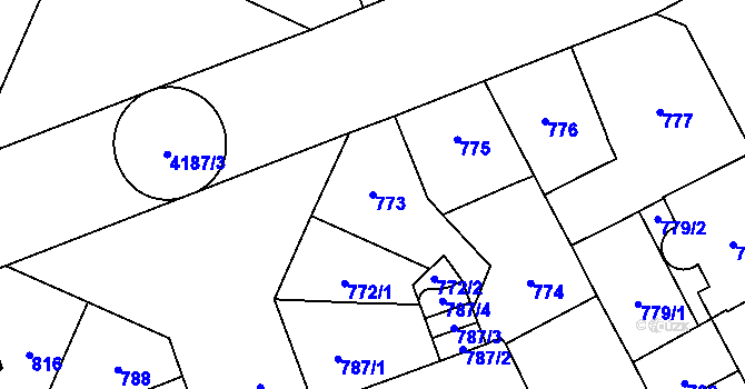 Parcela st. 773 v KÚ Vinohrady, Katastrální mapa
