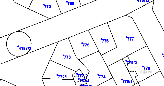 Parcela st. 775 v KÚ Vinohrady, Katastrální mapa