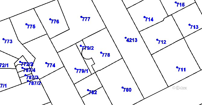 Parcela st. 778 v KÚ Vinohrady, Katastrální mapa