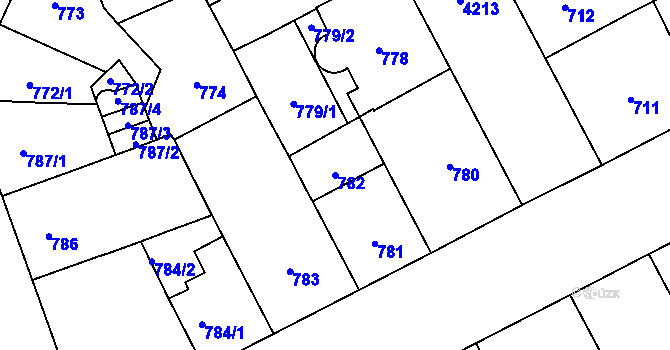 Parcela st. 782 v KÚ Vinohrady, Katastrální mapa