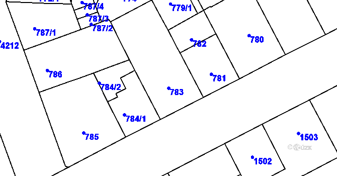 Parcela st. 783 v KÚ Vinohrady, Katastrální mapa