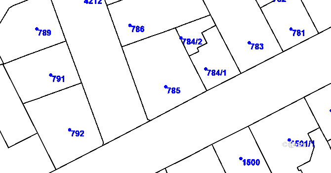 Parcela st. 785 v KÚ Vinohrady, Katastrální mapa