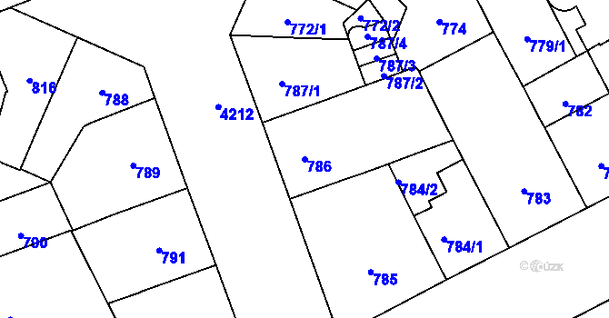 Parcela st. 786 v KÚ Vinohrady, Katastrální mapa