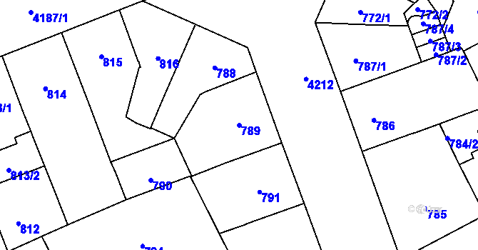 Parcela st. 789 v KÚ Vinohrady, Katastrální mapa