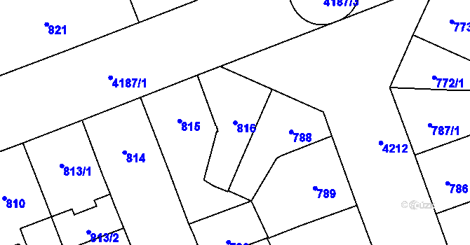 Parcela st. 816 v KÚ Vinohrady, Katastrální mapa