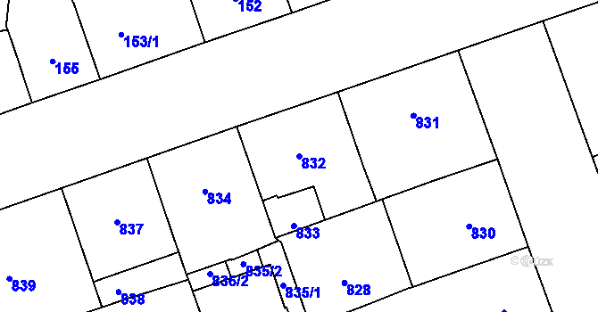 Parcela st. 832 v KÚ Vinohrady, Katastrální mapa