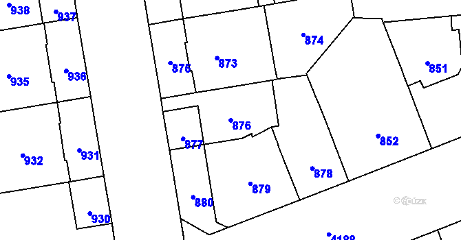Parcela st. 876 v KÚ Vinohrady, Katastrální mapa