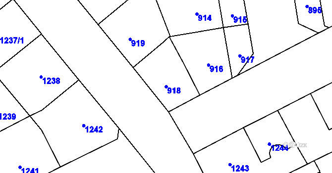 Parcela st. 918 v KÚ Vinohrady, Katastrální mapa