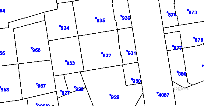 Parcela st. 932 v KÚ Vinohrady, Katastrální mapa