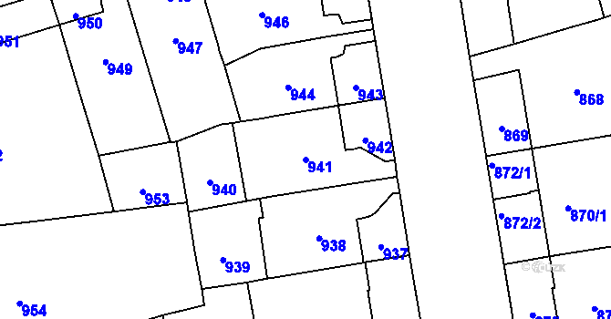 Parcela st. 941 v KÚ Vinohrady, Katastrální mapa