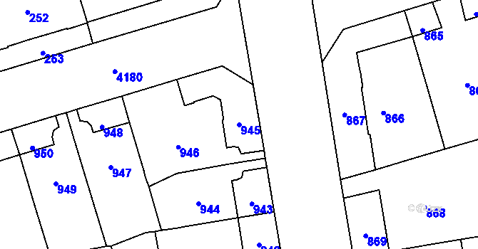 Parcela st. 945 v KÚ Vinohrady, Katastrální mapa