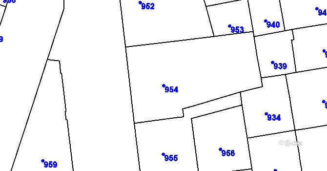 Parcela st. 954 v KÚ Vinohrady, Katastrální mapa