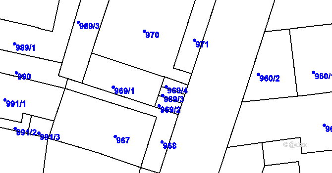 Parcela st. 969/4 v KÚ Vinohrady, Katastrální mapa