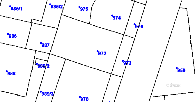 Parcela st. 972 v KÚ Vinohrady, Katastrální mapa