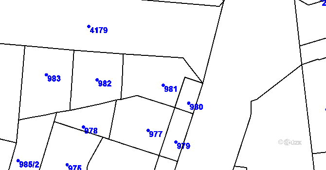 Parcela st. 981 v KÚ Vinohrady, Katastrální mapa