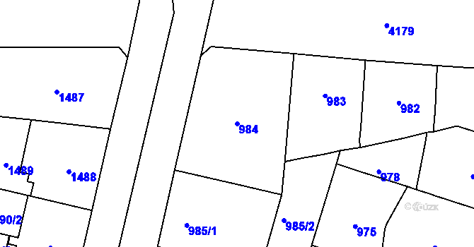 Parcela st. 984 v KÚ Vinohrady, Katastrální mapa