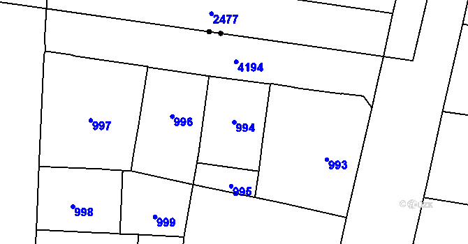 Parcela st. 994 v KÚ Vinohrady, Katastrální mapa