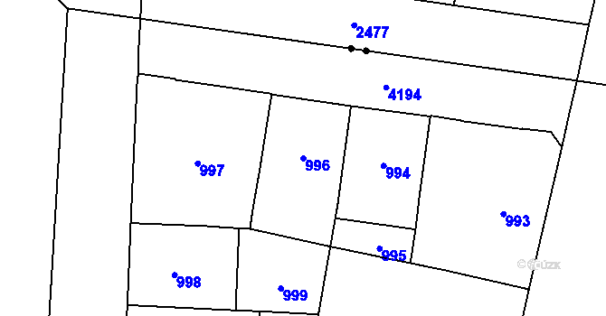 Parcela st. 996 v KÚ Vinohrady, Katastrální mapa