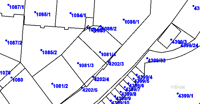 Parcela st. 1081/4 v KÚ Vinohrady, Katastrální mapa
