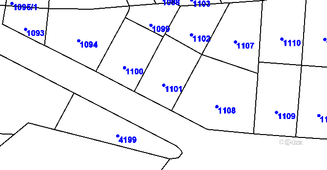 Parcela st. 1101 v KÚ Vinohrady, Katastrální mapa