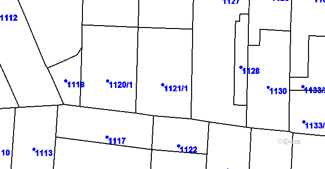 Parcela st. 1121/1 v KÚ Vinohrady, Katastrální mapa