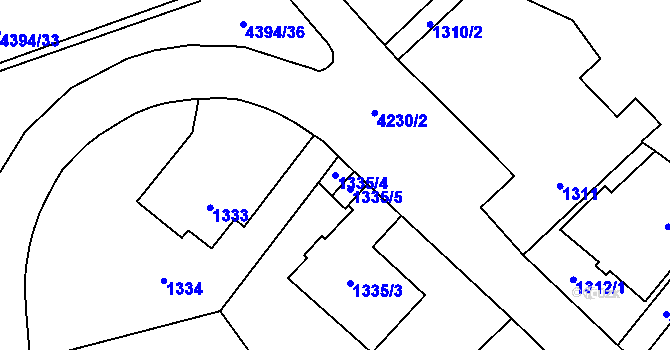 Parcela st. 1335/4 v KÚ Vinohrady, Katastrální mapa