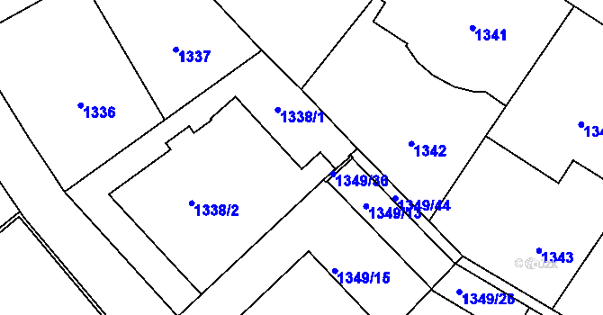 Parcela st. 1349/38 v KÚ Vinohrady, Katastrální mapa