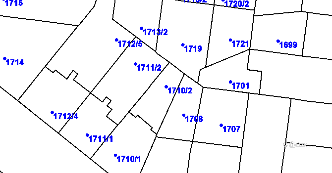 Parcela st. 1710/2 v KÚ Vinohrady, Katastrální mapa