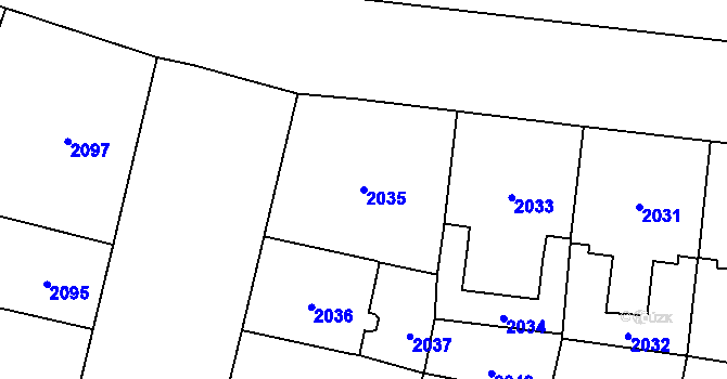Parcela st. 2035 v KÚ Vinohrady, Katastrální mapa