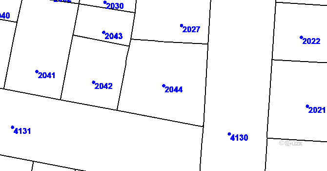 Parcela st. 2044 v KÚ Vinohrady, Katastrální mapa