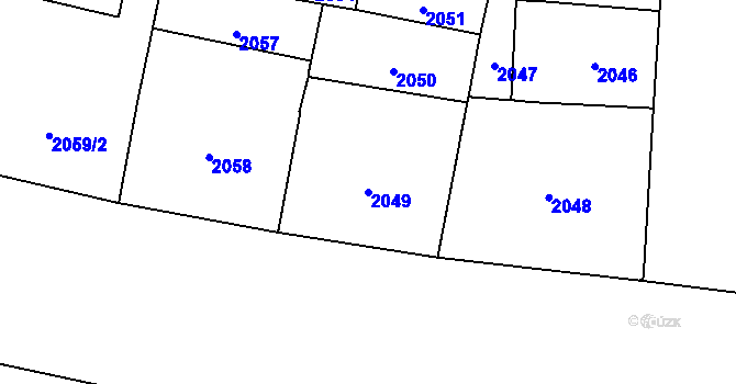 Parcela st. 2049 v KÚ Vinohrady, Katastrální mapa