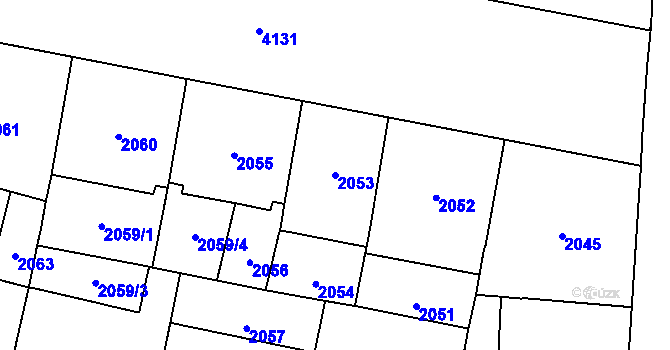 Parcela st. 2053 v KÚ Vinohrady, Katastrální mapa