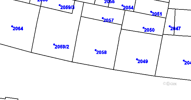 Parcela st. 2058 v KÚ Vinohrady, Katastrální mapa