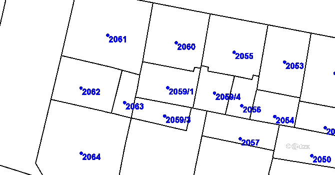Parcela st. 2059/1 v KÚ Vinohrady, Katastrální mapa