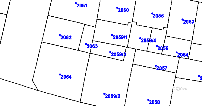 Parcela st. 2059/3 v KÚ Vinohrady, Katastrální mapa