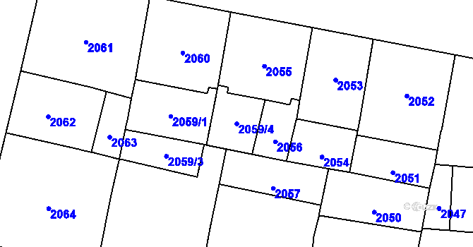 Parcela st. 2059/4 v KÚ Vinohrady, Katastrální mapa