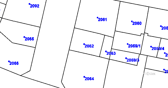 Parcela st. 2062 v KÚ Vinohrady, Katastrální mapa