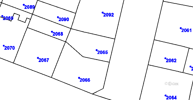 Parcela st. 2065 v KÚ Vinohrady, Katastrální mapa