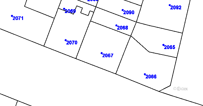 Parcela st. 2067 v KÚ Vinohrady, Katastrální mapa