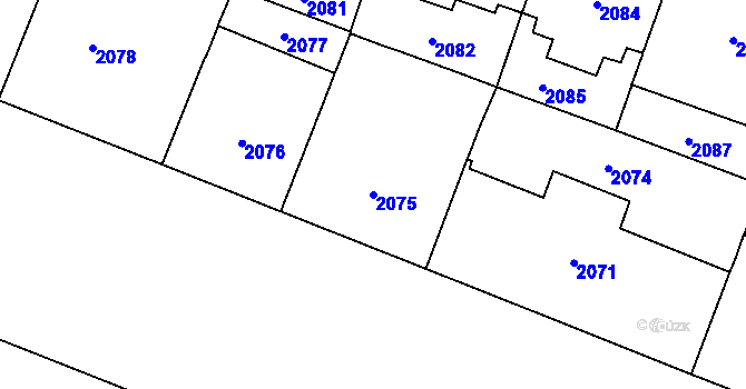 Parcela st. 2075 v KÚ Vinohrady, Katastrální mapa