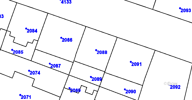 Parcela st. 2088 v KÚ Vinohrady, Katastrální mapa