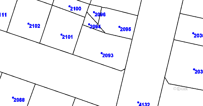 Parcela st. 2093 v KÚ Vinohrady, Katastrální mapa