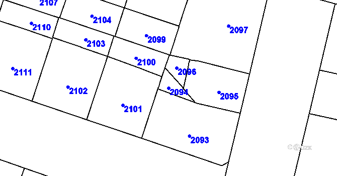 Parcela st. 2094 v KÚ Vinohrady, Katastrální mapa